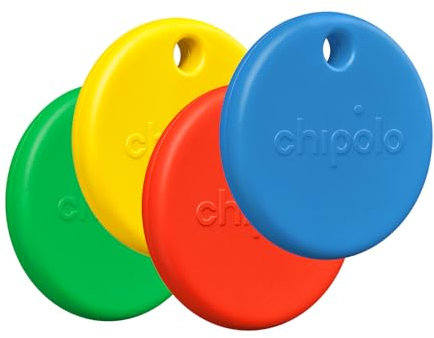 Chipolo POP Trovatore chiave - Tracker Bluetooth colorato, rumoroso con Lascia suonare il tuo cellulare, compatibile con Apple Dove è o Google Trova il mio dispositivo - 4 Pezzi (Miscela di colori)