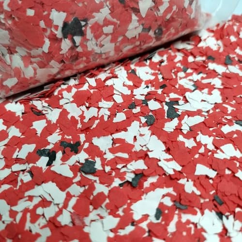 Alkrogiha Fiocchi epossidici per pavimenti, 450 g di chip decorativi per calcestruzzo, resina epossidica e controsoffitti, durevoli: nero, bianco, rosso