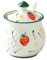 Dowbom Sucrier avec couvercle et cuillère, pot à sucre en porcelaine à motif floral, pot à sel (vert-A)