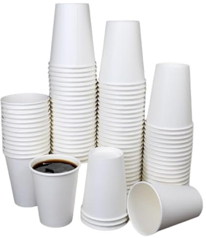 STL White Disposable Paper Cups 237ml Pack of 500 8Oz Coffee Cups Leak-Resistant, Recyclable Drink Cups for Hot & Cold Beverage, Water, Tea, Coffee, Juice-Ideal for Home, Office,Cafes and Events