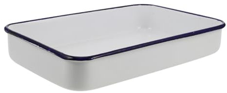 ABOOFAN Vintage Enamel Roasting Dish Rectangular Baking Tray for Oven Casserole High-Temperature Resistant Deep Baking Plate Multifunctional Kitchen Tool for Lasagna Serving