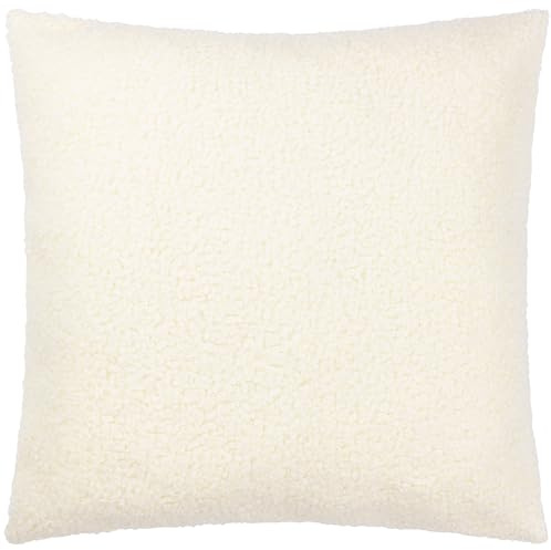 Yard Cabu Feather Filled Cushion (Ecru, 55 x 55 cm) | Scandi Minimalist Chunky Boucle Textured Decorative Pillow