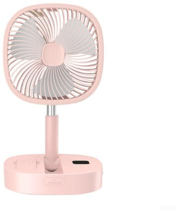 CashMuch Ventilatore telescopico alto da tavolo/pavimento pieghevole comodamente ricaricabile tramite USB C con caratteristiche adatte ai bambini (rosa)