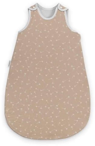 Ehrenkind® Babyschlafsack | Schlafsack Rund 2.5 TOG | Bio-Baumwolle | Ganzjahres Schlafsack Baby Gr. 74/80 Farbe Beige Pusteblume | Oeko-Tex | Schlafsack winter und Sommer