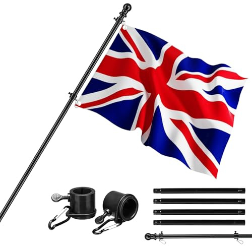 2PACK 1.8M/5.9Ft Telescopic Flag Pole, Stainless Steel Flagpole Kit with Tangle-free 360 Rotating Rings, Adjustable Wall Mount Flag Poles for Garden Yard Fence Roof Walls(2pcs(Telescopic hand crank))