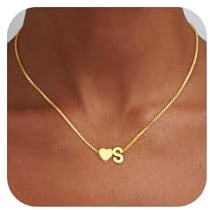 Einschulung Geschenk - Herz Kette mit Buchstaben für Frauen Mädchen | Wasserfest Kette mit Buchstaben Hypoallergen Herz Halskette Geburtstagsgeschenk Geschenke für Frauen Mädchen Kinder Schmuck