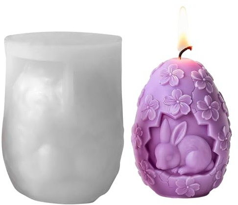 Lot de 2 moules en silicone pour œufs de Pâques - Moules à bougies de Pâques - Moules à couler - Moules en silicone - Pour la décoration de Pâques (E)