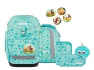 ergobag Schulranzen-Set Pack Set Bundle ReitBärtraum - Türkis | Ergonomischer Schulrucksack flexibel, 7-teiliges Set für die 1. Klasse Grundschule, für Mädchen und Jungen, AW25/26