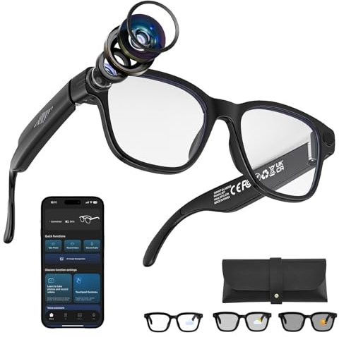DoeDoefong AI Smart Glasses mit 8MP HD-Kamera & 1200P Video–Wechselbare Gläser, 270mAh Akku, Dual-Mikrofon mit Rauschunterdrückung, Bluetooth, WLAN & Live-Übersetzung–für Outdoor, Radfahren, Reisen