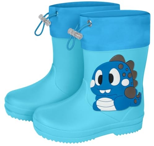 Aomig Bottes de Pluie pour Enfant Garçon et Fille, Botte Caoutchouc Léger Antidérapant avec Cordon de Serrage Pluie, Chaussures de Impermeable
