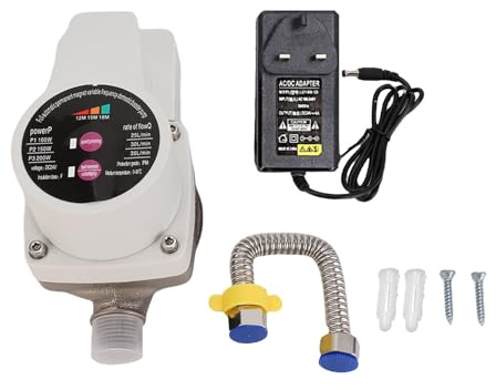 Luocute Water Pressure Booster Pump, DC 100W 150W 200W 25L 30L 35L/min Quiet Portable Shower Pump with Smart Sensor System, for Faucet Toilet Bathroom Kitchen Water Heater (UK Plug)