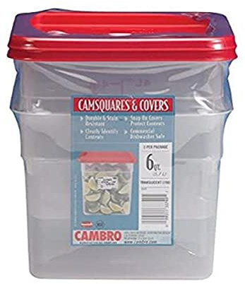 Cambro 6 Quart Translucent Square Food Storage Containers and Covers, 2 pack