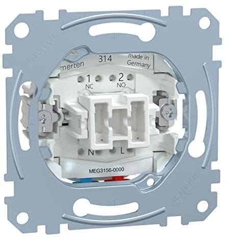 Schneider Electric Merten Taster-Schalter-Einsatz zum Einbau von Schalter und Steckdose, 1-polig, Unterputz, 10A, AC 250V, Steckklemmen, Artikelnummer MEG3156-0000