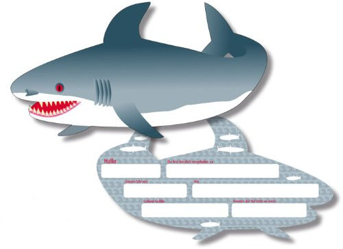 DH-Konzept Einladungskarten Gefährlicher Hai 6er Pack