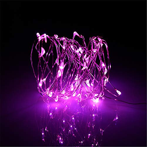 BUYERTIME 5M/16.4ft 50 LEDs Fairy String Lights, Battery AA Operated Silver Wire Fairy Lights for Indoor Bedroom Wedding Christmas Party Decoration (Pink)