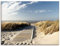 ARTLAND Wanddeko Leinwand Bilder Wandbild 80x60 cm Strand Meer Maritim Düne Gräser Nordsee Landschaft Langeoog Steg T5RM