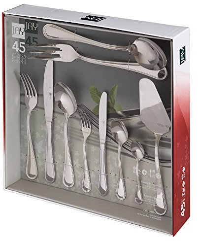 Jay Set de cubertería con 45 Piezas, 2,8 mm, Centimeters