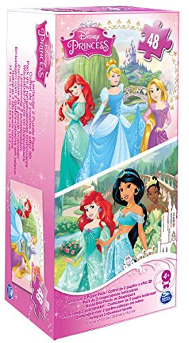Cardinal 6033113 Schachtel mit 2 Puzzles mit Wackelmotiv, Disney Prinzessinnen
