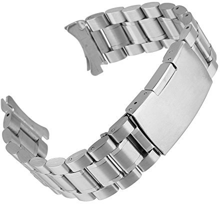 Beauty7 24mm Silber Edelstahl Uhrenarmband Uhrenarmbänder mit Faltschließe Metall Uhr Armband