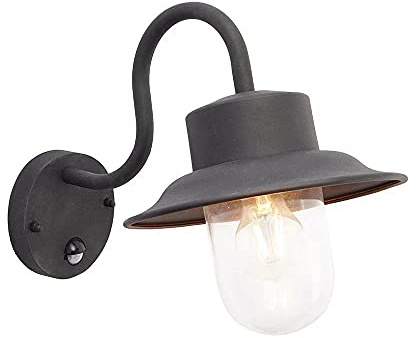 Endon 70331 Chesham One Light Outdoor PIR Wall Light In Textured Black Paint And Clear Glass