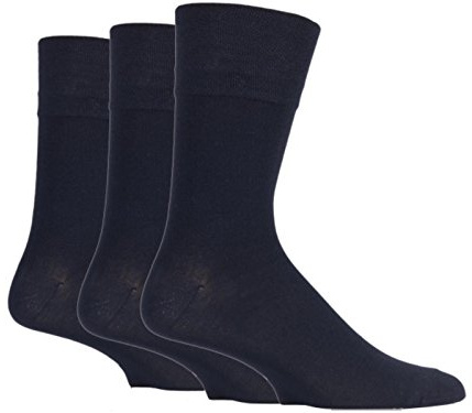 3x Pairs of Mens Plain Gentle Grip Non-Elastic Socks/UK 6-11 Eur 39-45 (Plain Navy)