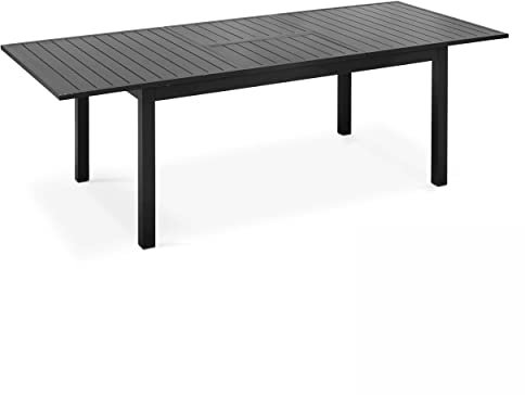 Oviala Table de Jardin Extensible en Aluminium Noir 8 Places