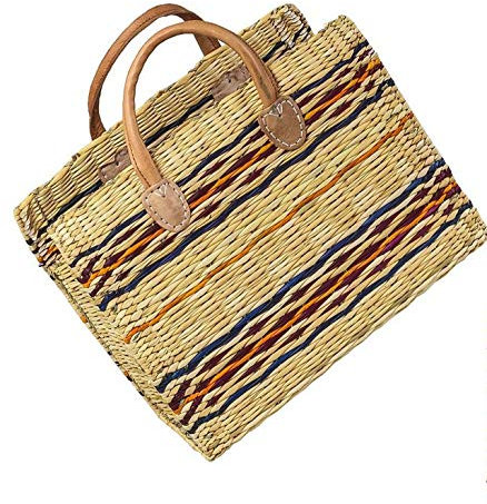LaFiore24 Einkaufskorb natur Shopper Henkeltasche Orange Gross