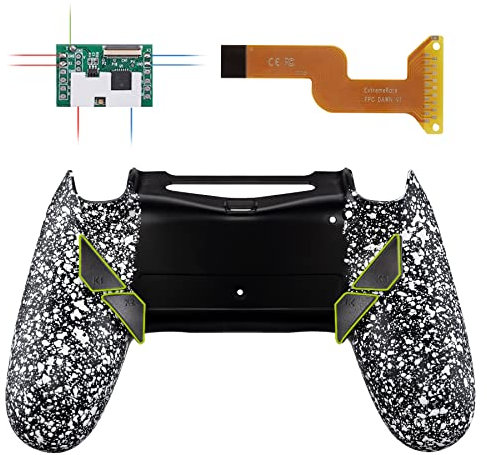 eXtremeRate Programmierbar Dawn Remap Kit für ps4 Controller, Rückseite Hülle Gehäuse Case&Upgrade-Board& 4 Back Paddles/Tasten Knöpfe-für ps4 JDM-040/050/055(Texturiert Weiß)
