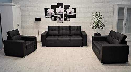 Quattro Meble Echtleder Sofagarnitur Mallorca Pik FS 3 er 205cm mit Schlaffunktion + 2 er + Sessel Ledersofa Echt Leder Couchgarnitur Möbel Set große Farbauswahl