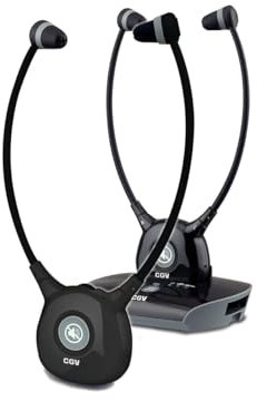 Cgv Hel Dolfin Duo - Auriculares de Diadema estéreo para televisor, Color Negro