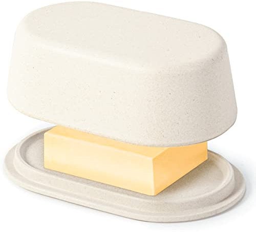 Modern White Cream Butter Dish with Lid - Dishwasher Safe - Perfectly Sized for Large European Style Butters