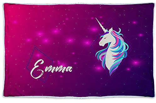 LolaPix Coperta matrimoniale. Regali personalizzati. Regali Geek. Coperta in pile personalizzata. 600gr/m². Tessuto certificato Oeko-Tex. Coperta calda 190x125cm. UNICORN