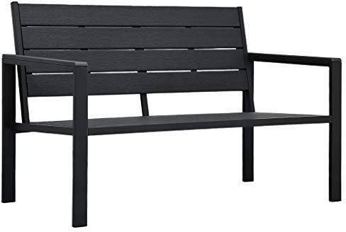 Tidyard Gartenbank Bank Garten Sitzbank Holzstuhl Balkonbank Blumenbank 120 x 64 x 78 cm Mit Lehne,Parkbank Bank Terrassenbank Kunststoff mit Massivholz-Optik,für Patio,Garten, Hinterhof,Veranda