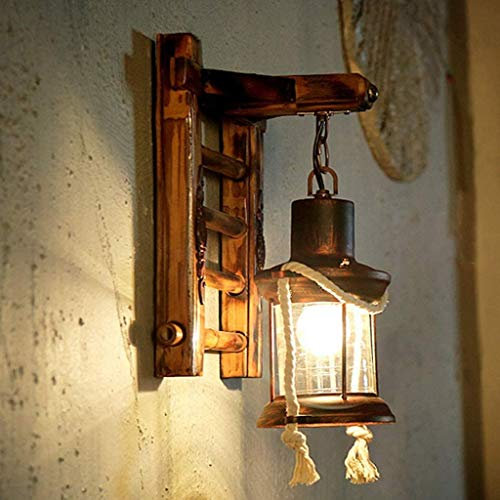 E27 Holz Retro Wandleuchte Kreativ Harz Vintage Antik Nostalgie Hanfseil Rustikale Wandlampe Glas Lampenschirm Korridor Treppen Schlafzimmer Gang Bar Cafe Esszimmer Küche Wohnzimmer Wand Lampe …