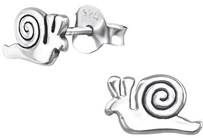 Laimons Mädchen-Ohrstecker Schnecke Weinbergschnecke oxidiert 12x5mm aus Sterling Silber 925