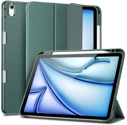 ESR für iPad Air 11 Zoll M3/M2 Hülle, iPad Air 7/6/5/4 Hülle (2025/2024/2022/2020) mit stifthalter, 10,9 Zoll Case, Flexible Weiche Hülle, Rebound Serie, Dunkelgrün