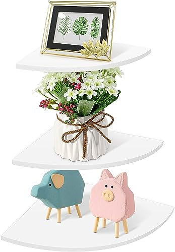 Gancon 3-teiliges Eckregal-Set, schwebendes Wandregal, platzsparende Aufbewahrungsregale für Zuhause und Büro