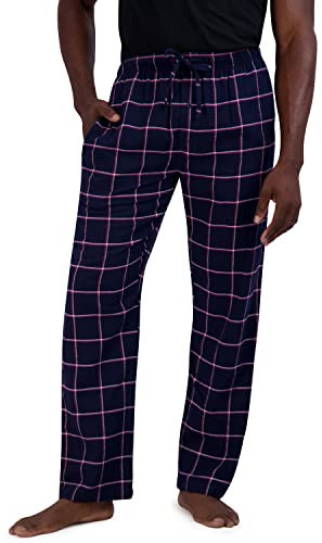 Hanes Ultimate Men's Flannel Pant, Navy Box Plaid, Large