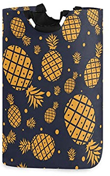 Kühle Orange Ananas Punkt Wäschekorb mit Griff Großer Faltbarer Wäschesammler Wäschesack Oxford-Stoff Langlebig Laundry baskets für Kleidung Waschen