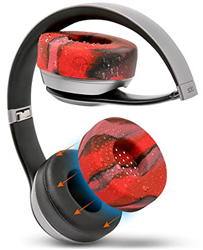 WC SweatZ Solo - Patented Earpad Sweat Covers for Beats Solo 4, Solo 3 & Solo 2, Made by Wicked Cushions | Sweatproof & Machine Washable | Lava