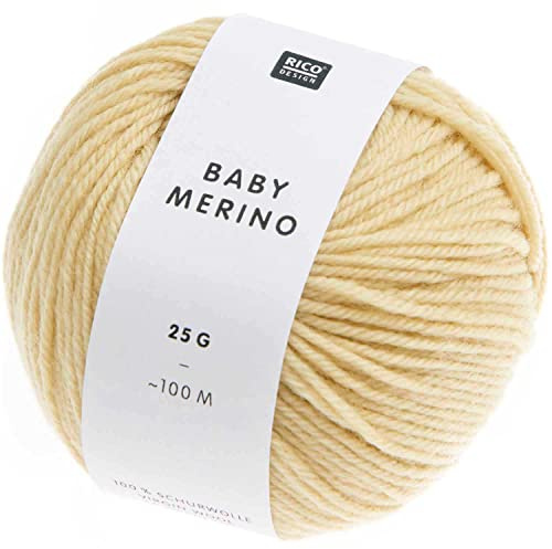 Rico Baby Merino dk Farbe 10 vanille, Babywolle reine Merinowolle zum Stricken oder Häkeln