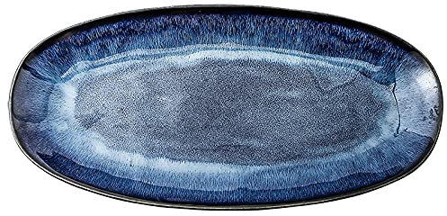 Speiseteller Fischteller Blau Servierplatte Porzellan Oval Speiseteller Für Fleisch Vorspeisenteller Dessertteller Fischteller Teller-L