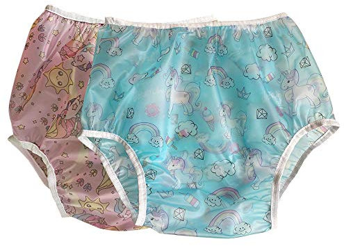 Mutande riutilizzabili, lavabili e impermeabili per incontinenza, pannolini coprenti per pazienti, anziani, uomini e donne adulti, confezione da 2 pezzi (rosa e blu, M)