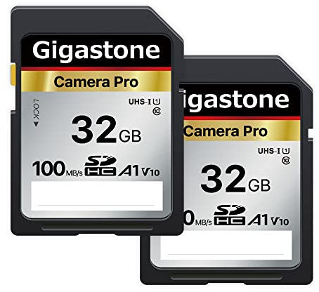 GIGASTONE 32GB SDHC Speicherkarte 2er-Pack, bis zu 100 MB/s, kompatibel mit Digitalkameras von Canon, Sony, Olympus – A1 V10 UHS-I U1 Klasse 10, ideal für Full HD Videoaufnahmen