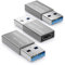deleyCON Adaptador USB C USB 3.0 (3 Piezas) 5Gbit/s USB-C a USB-A, para el Cable de Carga Cargador de Datos, para iPhone 16 15, iPad, Airpods, Watch, Galaxy S25/S24/S23, PC, Tablet, Notebook - Plata