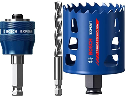 Bosch Professional 1x Expert Power Change Plus Lochsäge-Systemadapter (Ø 7,15 mm) + 1x Expert Tough Material Lochsäge (für Holz mit Metall, Ø 65 mm, Zubehör Schlagbohrmaschine)
