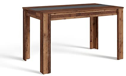 byLIVING Esszimmertisch NORI/Altholz-Optik dunkel-braun/Mittelplatte anthrazit/kompakter Küchentisch/Esstisch 140 cm breit/Tisch 18 mm Dicke Tischplatte / 140 x 80, H 75 cm