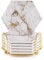 Untersetzer Gläser,Geichan 6er Set Marmor Untersetzer für Getränke, Absorbierender Untersetzer mit Halter, Gold Untersetzer Coasters Für Gläser Weingläser Vasen Heimdekor