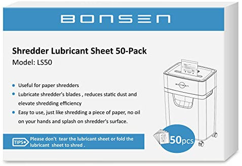 BONSEN Schleifpapier für Aktenvernichter, 50 Stück, Ölfrei, Kreuzschnitt, Manuell, Papierzerschneider