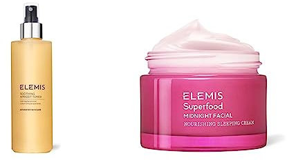 ELEMIS Soothing Apricot Toner, tónico facial calmante 200 ml + (Paquete de 1) Superfood Midnight Facial Nourishing Sleeping Cream 50ml
